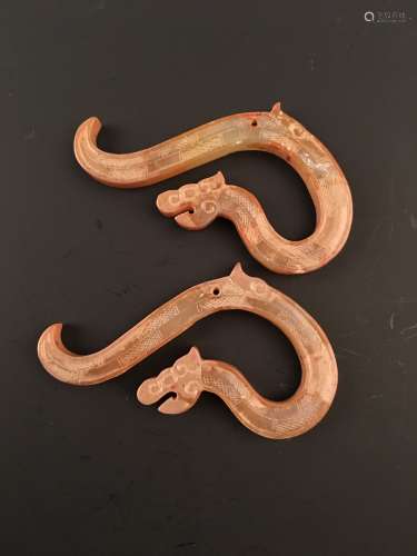 A Pair of Han Style Dragon Pendant