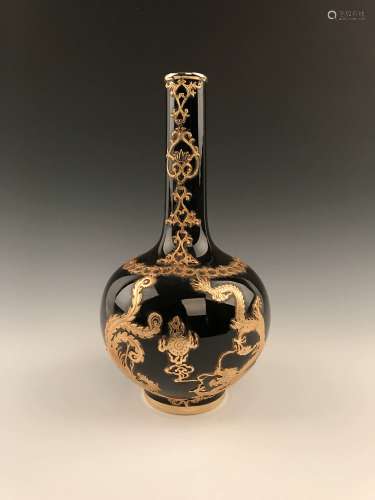chinese Gilt Dragon & Phoenix Design Vase