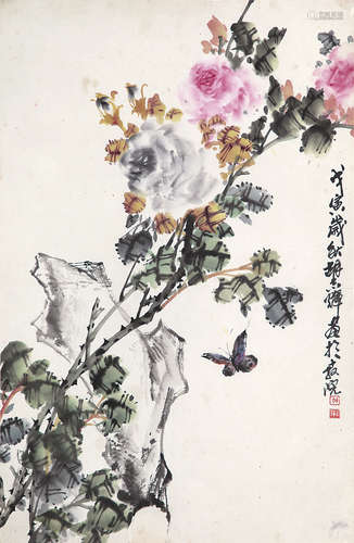 胡志辉 花蝶图