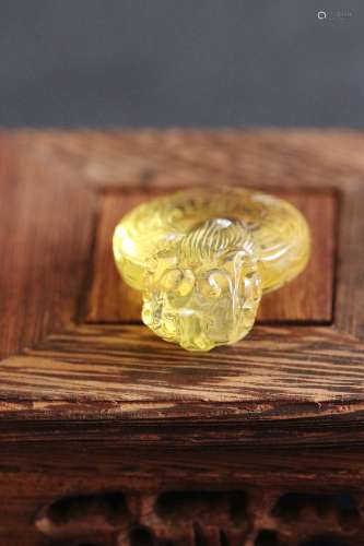 Chinese Blue Amber Pendant Carved with Dragon(9g)W:3cm H:4cm