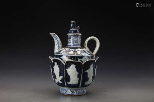 Chinese Blue and White Warm Pot Painted with The Eight Immortals Marked 