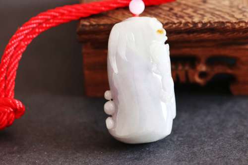 Chinese Jadeite Bamboo Shaped Pendant Carved with Dragon W:2.5cm H:5cm