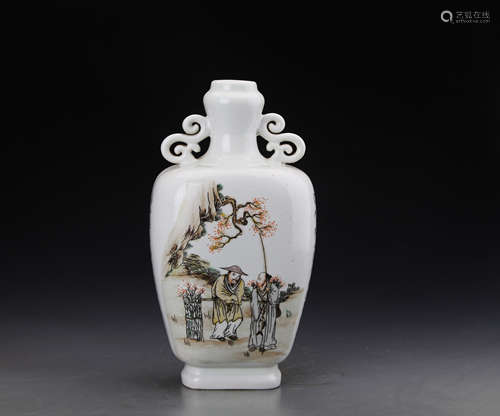 Chinese Late Qing Style Qianjiang Glazed Vase Painted with Landscape Makred 