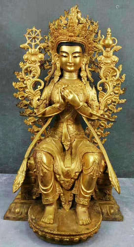 Chinese Ming Styled Gilt Bronze Maitreya L:45cm W:35cm H:67cm