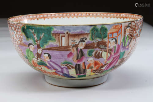 Chinese Qing Styled Famille Rose Bowl Painted with Figures W:41cm H:19cm