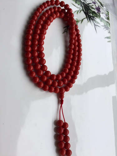 Chinese Red Coral Prayer Beads(72g) W:8mm/each beads