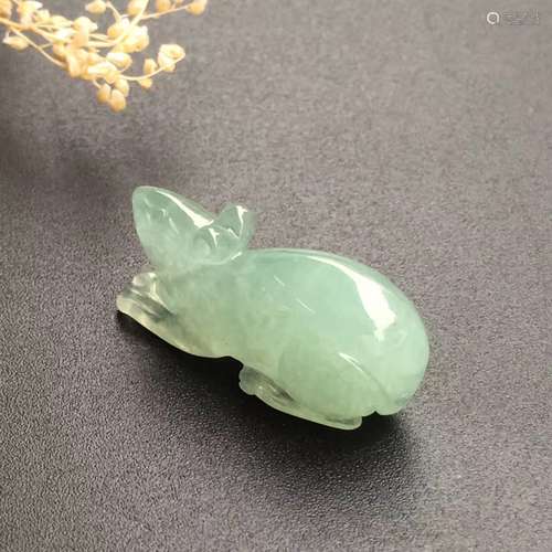 Chinese Natural Icy Jadeite Mice L:2.3cm