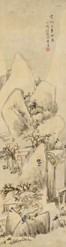 任霞 己酉（1909年）作 雪景山水 立轴 设色绢本