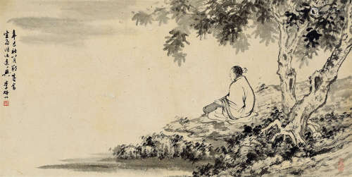李研山 辛巳（1941年）作 张琴图 镜心 水墨纸本
