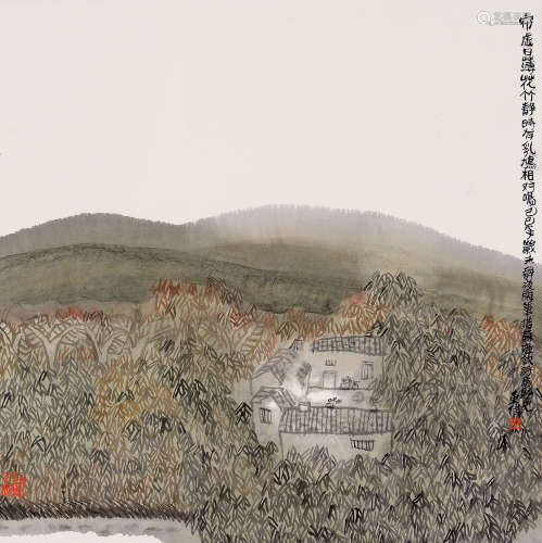 李东伟 己巳（1989年）作 宋人诗意 立轴 设色纸本