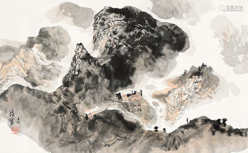 王维宝 壬戌（1982年）作 山水 立轴 设色纸本