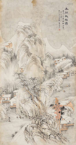 朱鹤年 丁亥（1827年）作 水阁放棹图 镜心 设色纸本