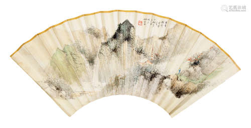 姚叔平 癸卯（1903年）作 山水 扇面 设色纸本