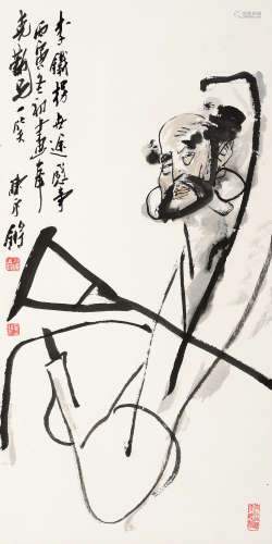陈永锵 丙寅（1986年）作 李铁拐造像 镜心 设色纸本