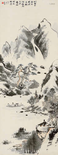 易孺 甲子（1924年）作 山水 立轴 设色纸本
