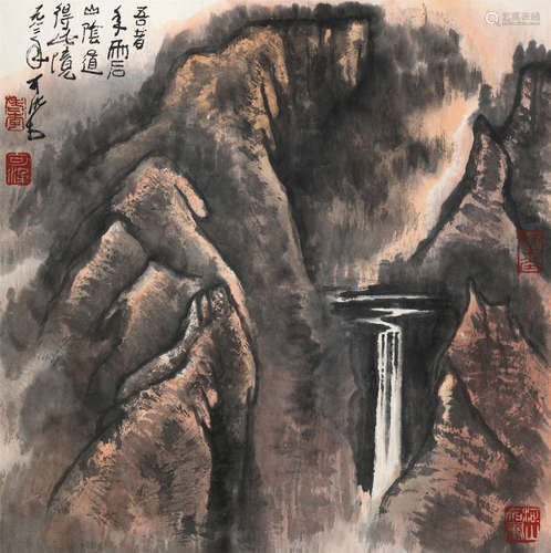 李可染 (1907～1989) 1982年作 雨后山阴道 立轴 设色纸本