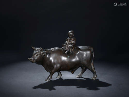 铜牧童骑牛香炉 十九世纪