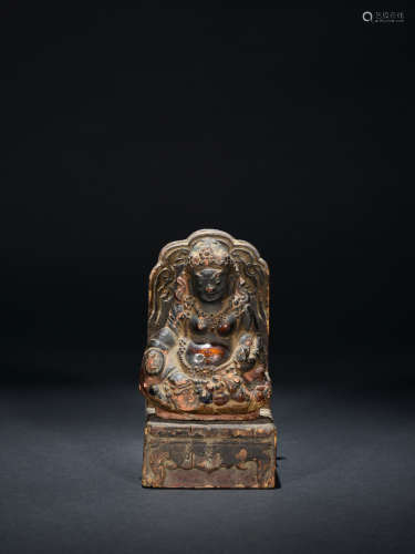 陶制黄财神坐像 十五世纪