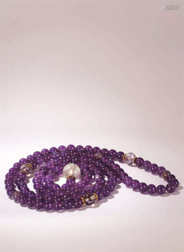 清 紫水晶珠链108粒