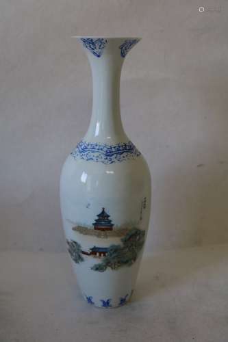 Egg Shell Porcelain Vase with Asian Scene