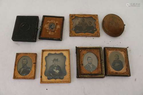 Lot of 9 Tin Type Photo's in Cases