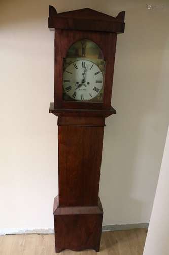 Antique Grand Father Clock, Isaac, Hand painted Face, Day & Time