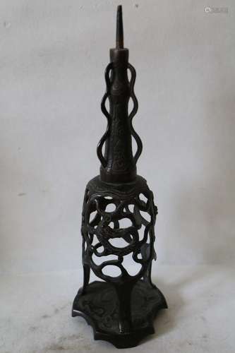 Bronze Carved Incense Burner with 3 Dragons