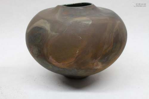 Tony Evan Raku Pottery Ball Vase