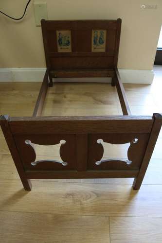 Antique Victorian Oak Doll Bed