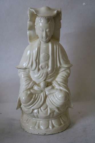 Early Asian White Porcelain Statue of seated Woman