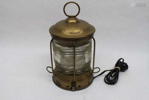 National Marine Lamp Co, Triplex Antique Nautical Oil Lamp, electrified