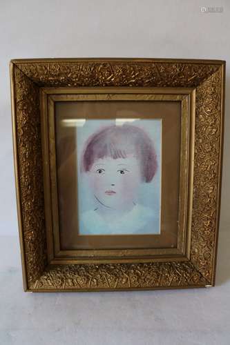 Stunning Victorian Gold Gilt Picture Frame with little girl Print