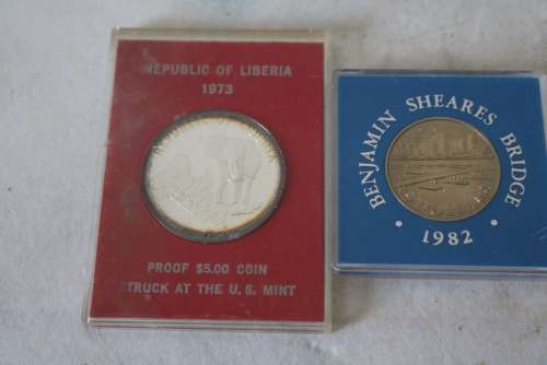 pr Foreign $5 Coins, 1982 Singapore, 1973 Libia