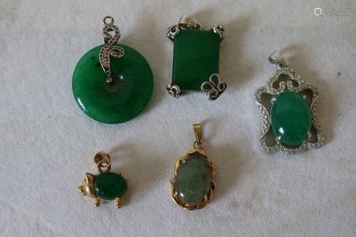 Lot of 5 Jade Pendants