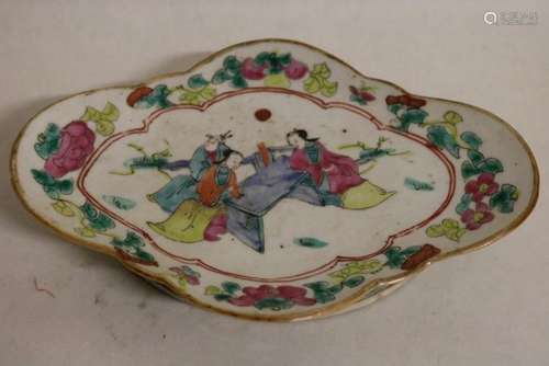 Asian Dish, hand painted under glaze, with people