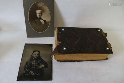 Antique Photo Album with Tin Types & Card Board Photo's