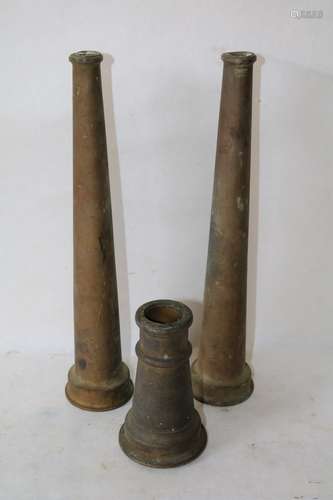 3 Antique Brass Fire Nozzles, Grether Fire Equipment Co