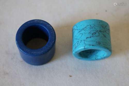 Pair of Blue Asian Thumb Rings