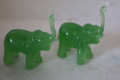 pair Jade Elephants