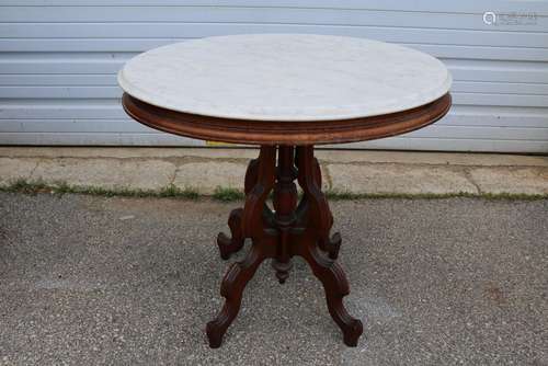 Victorian Oval Marble Top Parlor Table, Great Condition