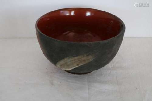 Chinese Red & Black Pottery Bowl