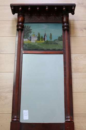 Victorian Split Frame Mirror with Reverse Painting on Glass