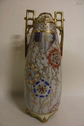 Hand Painted Nippon double handle Vase