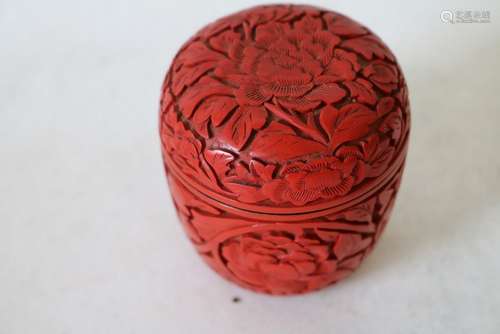 Cinnabar round Covered Box, unmarked