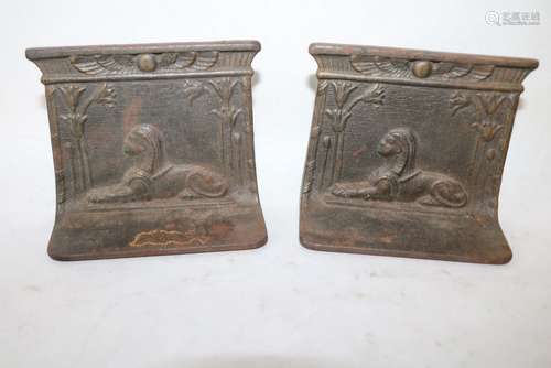 Pair Cast Iron Sphynx Book Ends