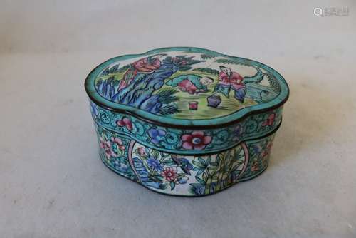 Enamel Asian Trinket Box, signed