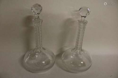 Pair Antique Crystal Liquor Decanters