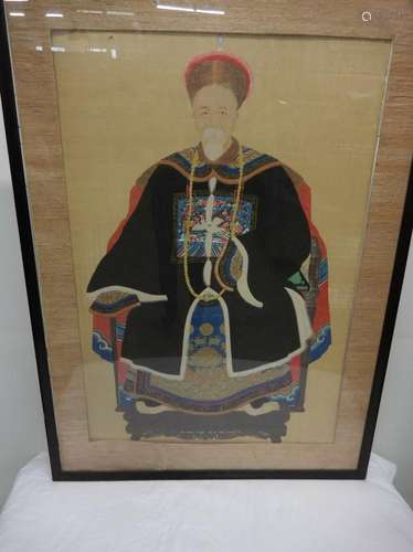 Large Antique Asian Painting on Silk