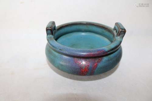 Asian Blue Porcelain Censor with double Handles