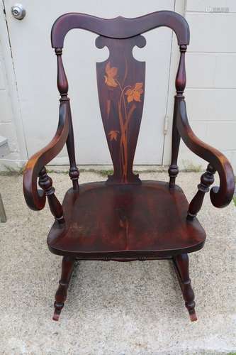 Vintage Mahogany Inlay Rocking Chair